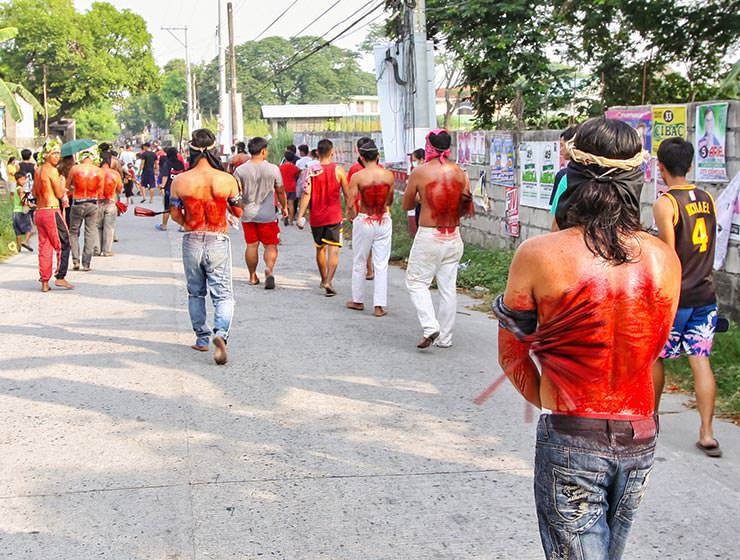 The Crucifixion in Pampanga Holy Week Philippines Bathed in Blood