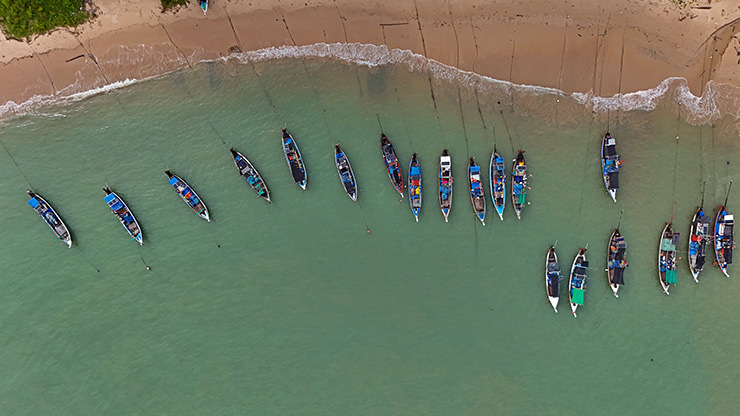 Aerial view of fishermen boats in Ban Nam Khem, Khao Lak, Phan Nga Province, Thailand; photo by Ivan Kralj.