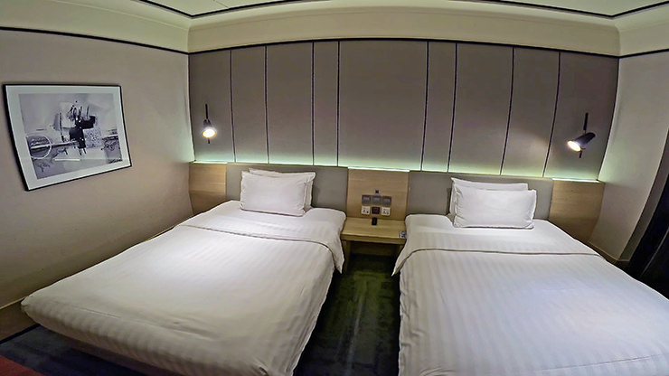 A twin bedroom at Aerotel Transit Hotel at Singapore Changi Airport, Terminal 1; photo by Ivan Kralj.