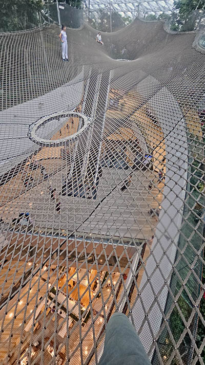 Walking Net, a theme park attraction, 25 meters above the shopping center, at Canopy Park at Jewel Changi Airport in Singapore; photo by Ivan Kralj.